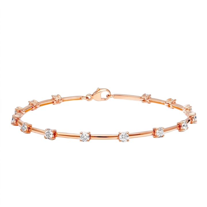 Élise Bracelet Rose Gold – 14 moissanite stones, 18K rose gold plated