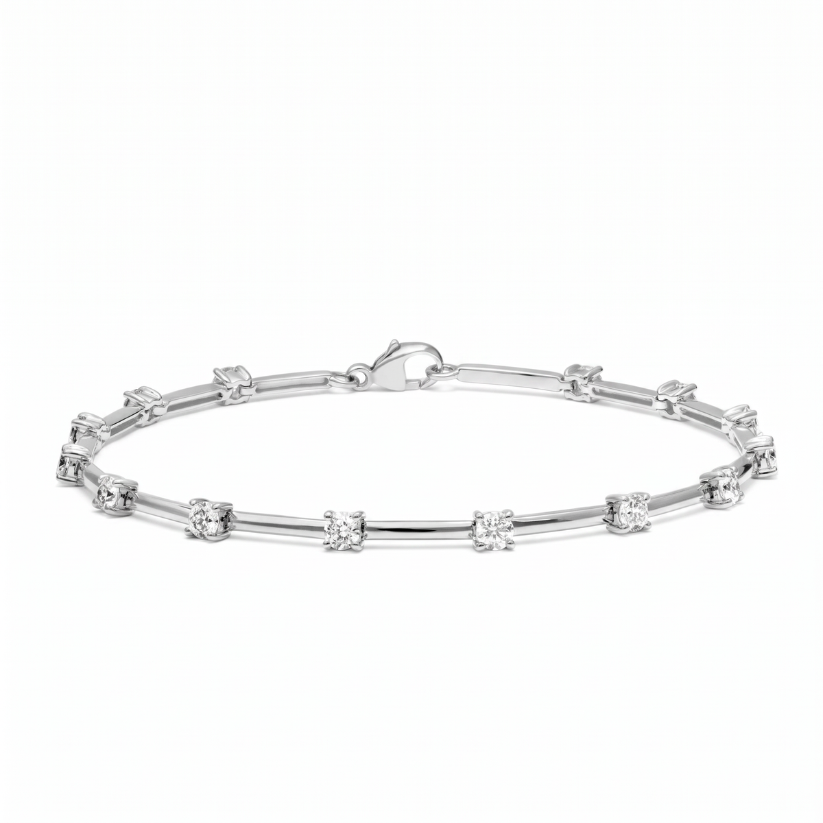 Élise Bracelet White Gold – 14 moissanite stones, 18K white gold plated
