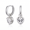 Heart Drop Huggie Earrings - White Gold