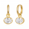 Ivy Oval Drop Huggie Earrings - Gold