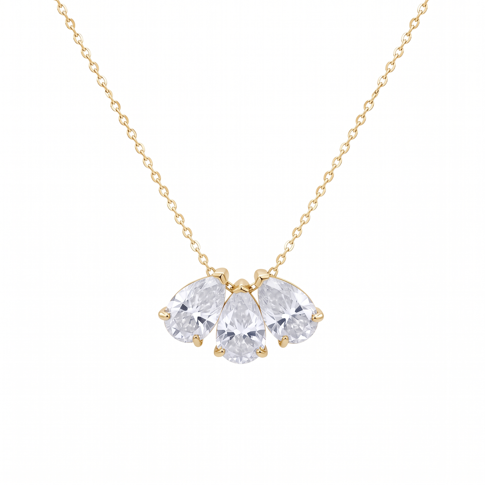 Lilia Trio Pear Pendant Necklace - Gold