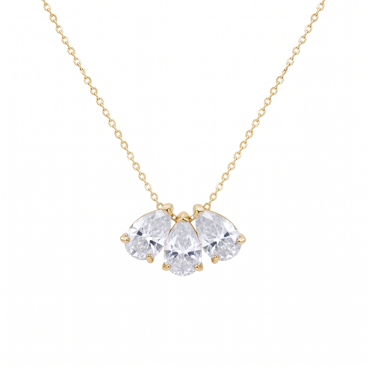 Lilia Trio Pear Pendant Necklace - Gold