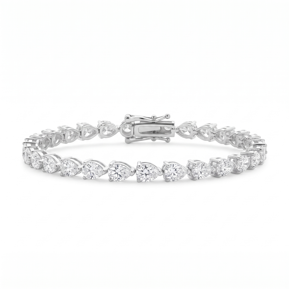 Margaux Pear Tennis Bracelet - White Gold