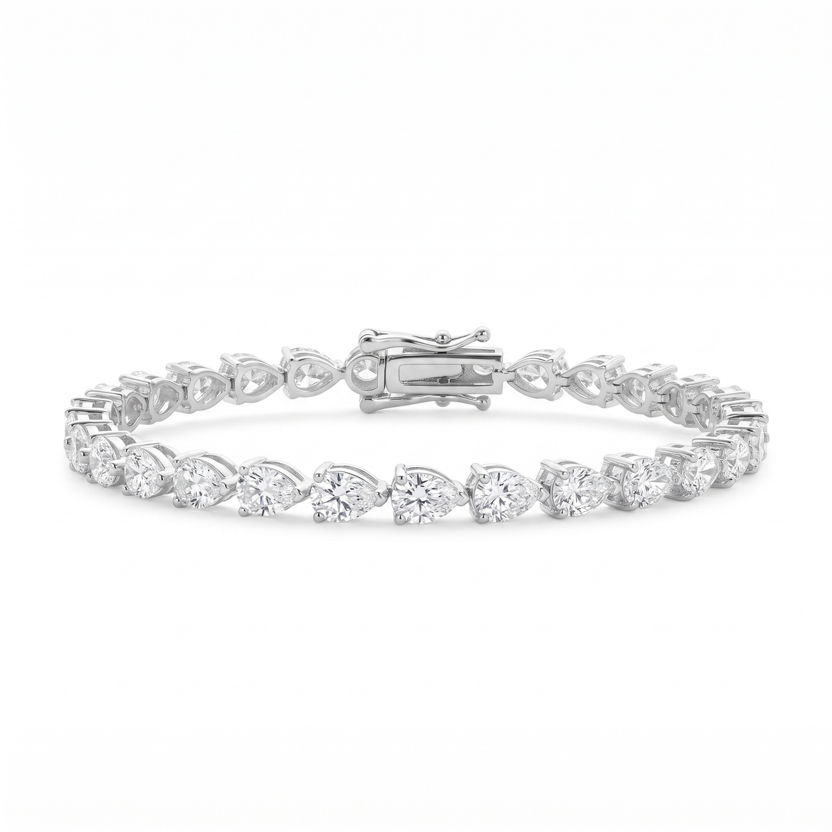 Margaux Pear Tennis Bracelet - White Gold