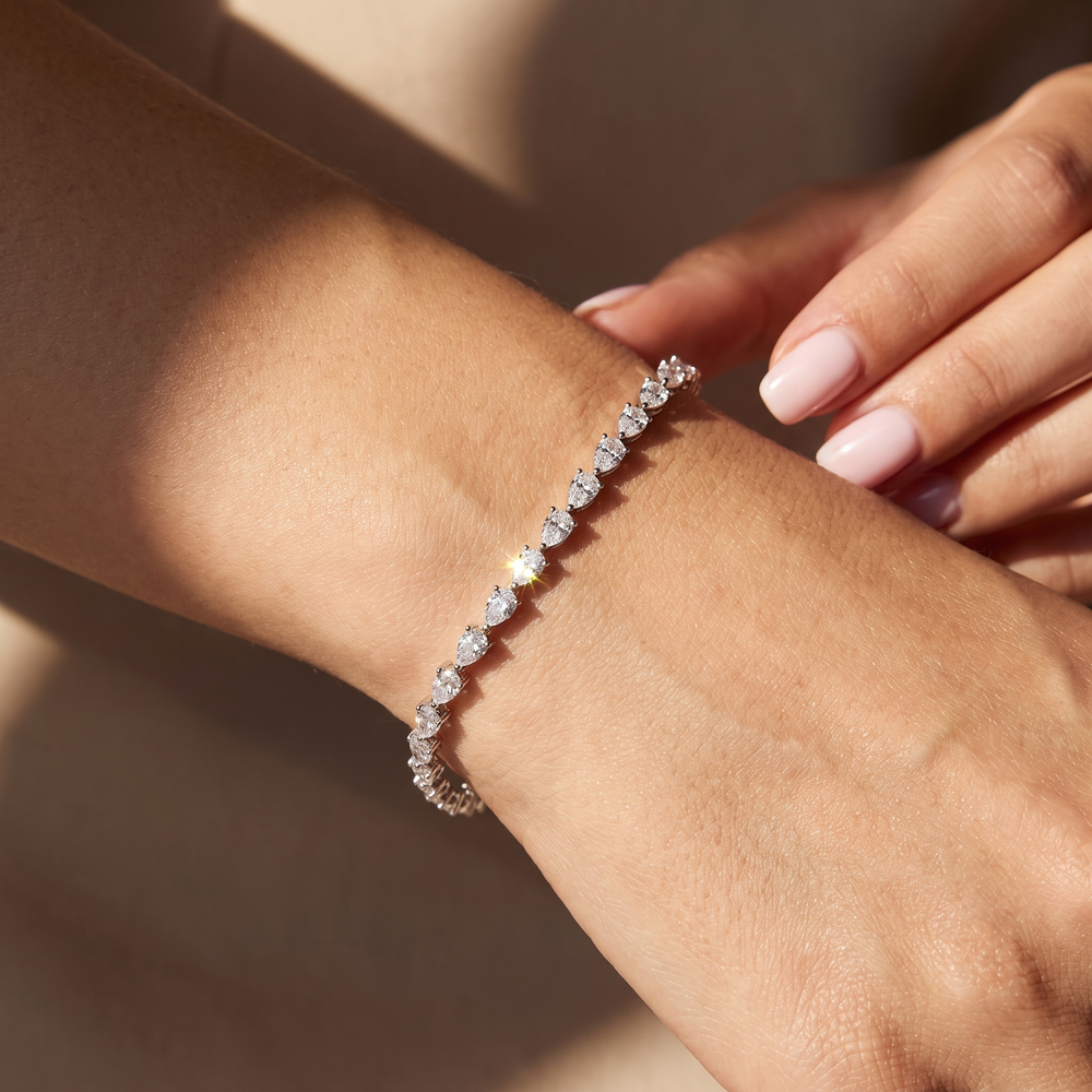Margaux Pear Tennis Bracelet 3x5MM - White Gold