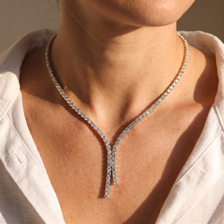 Selene Y Tennis Necklace 3MM - Gold