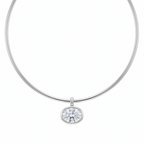 Sienna Bezel Oval Collar Necklace - White Gold