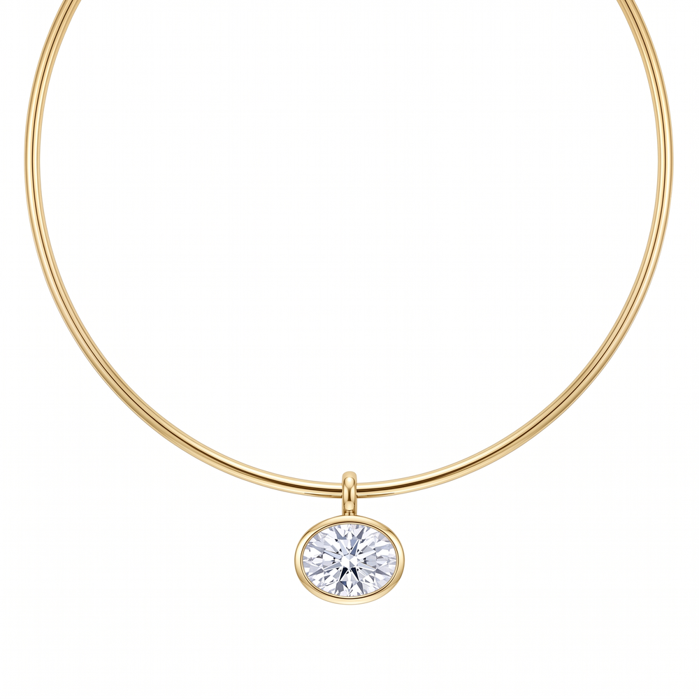 Sienna Bezel Oval Collar Necklace - Gold
