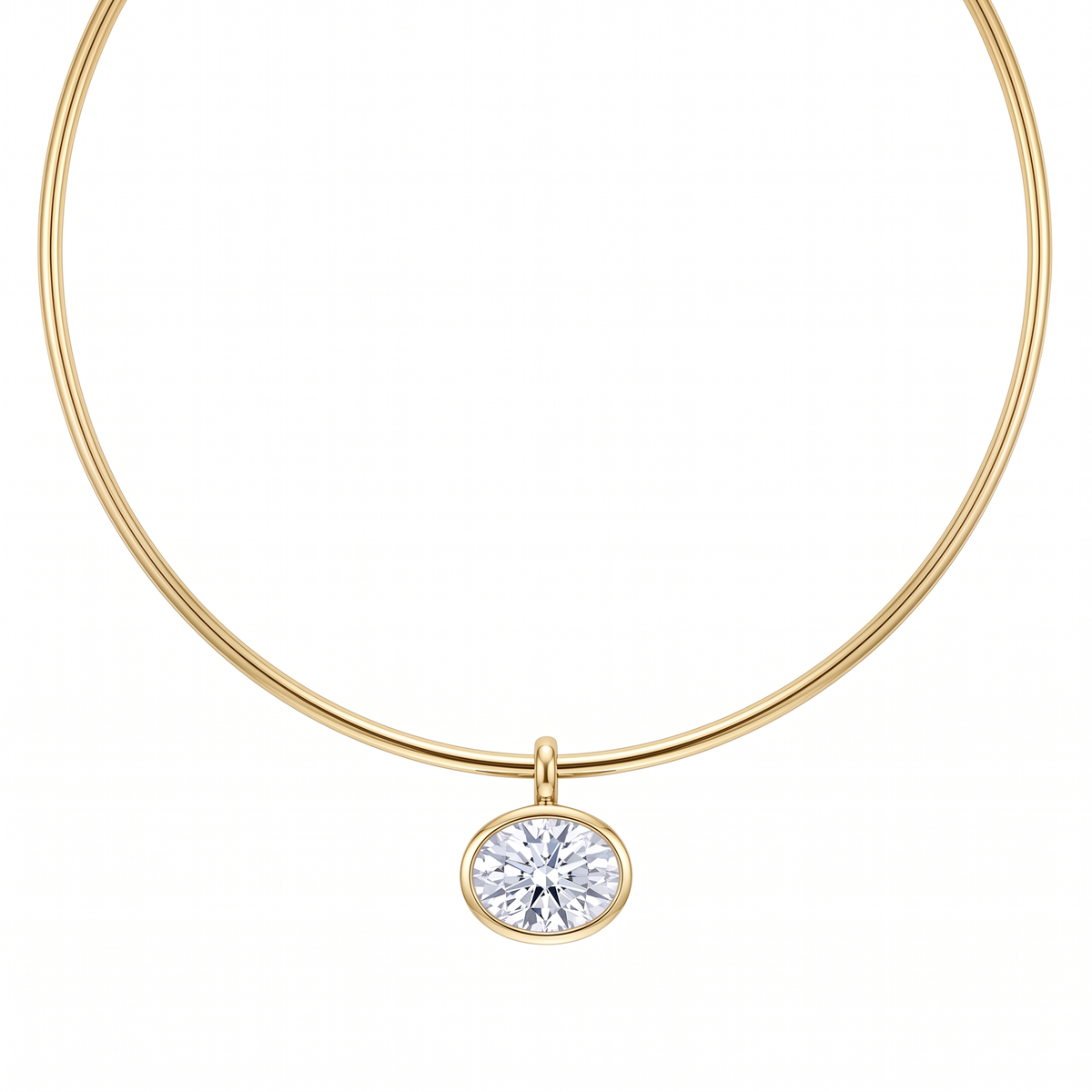 Sienna Bezel Oval Collar Necklace - Gold