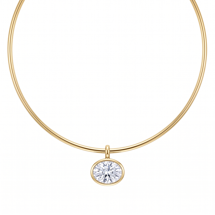 Sienna Bezel Oval Collar Necklace - Gold