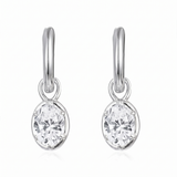 Sol Oval Drop Huggie Earrings - White Gold