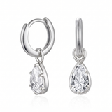 Talia Pear Drop Huggie Earrings - White Gold