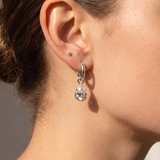 Talia Pear Drop Huggie Earrings - White Gold