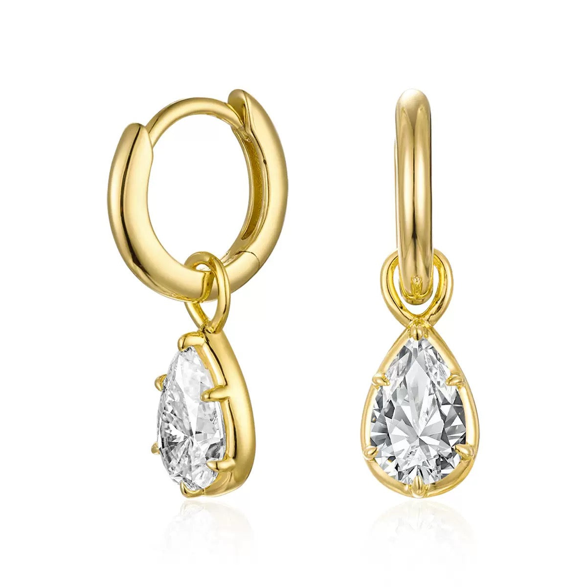 Talia Pear Drop Huggie Earrings - Gold