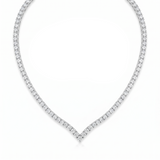 Victoria Graduated V Tennis Necklace - White Gold