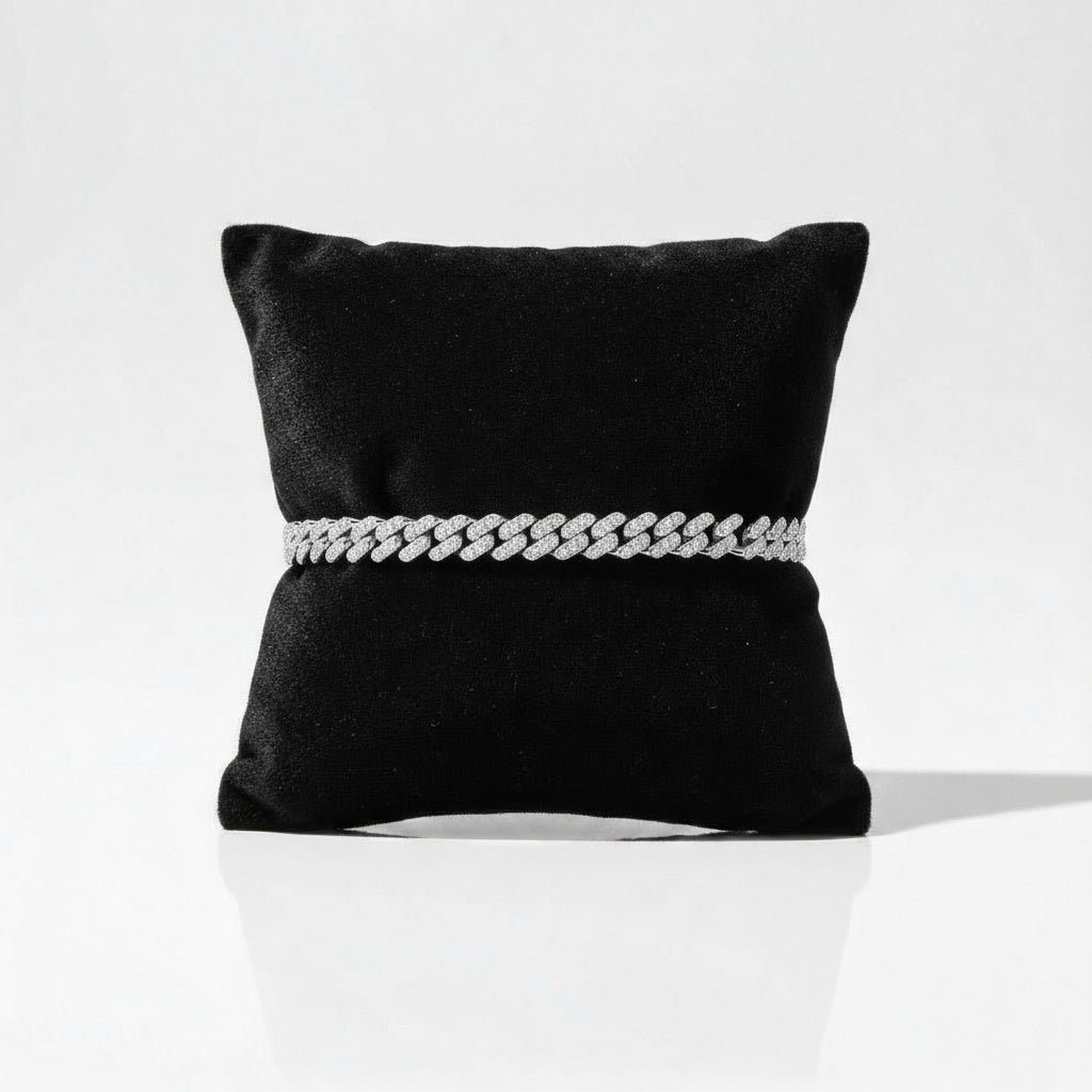 Moissanite Cuban Bracelet 5MM - White Gold