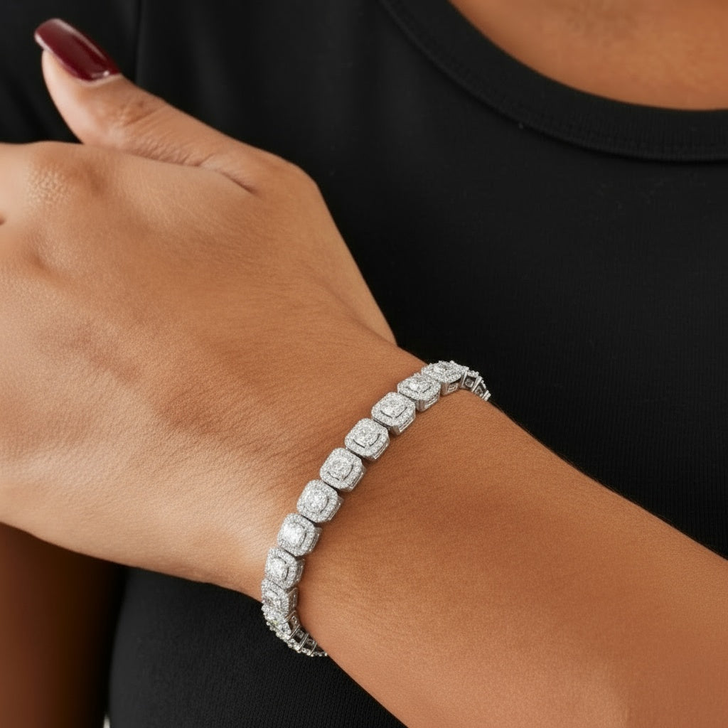 צמיד טניס Celeste - זהב לבן