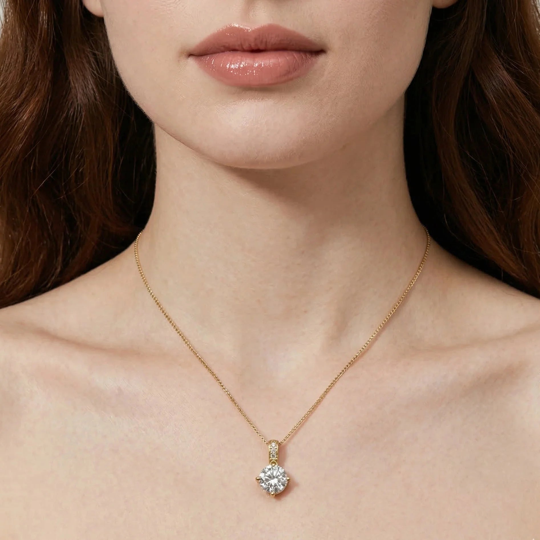 Celeste Pavé Solitaire Necklace - Gold