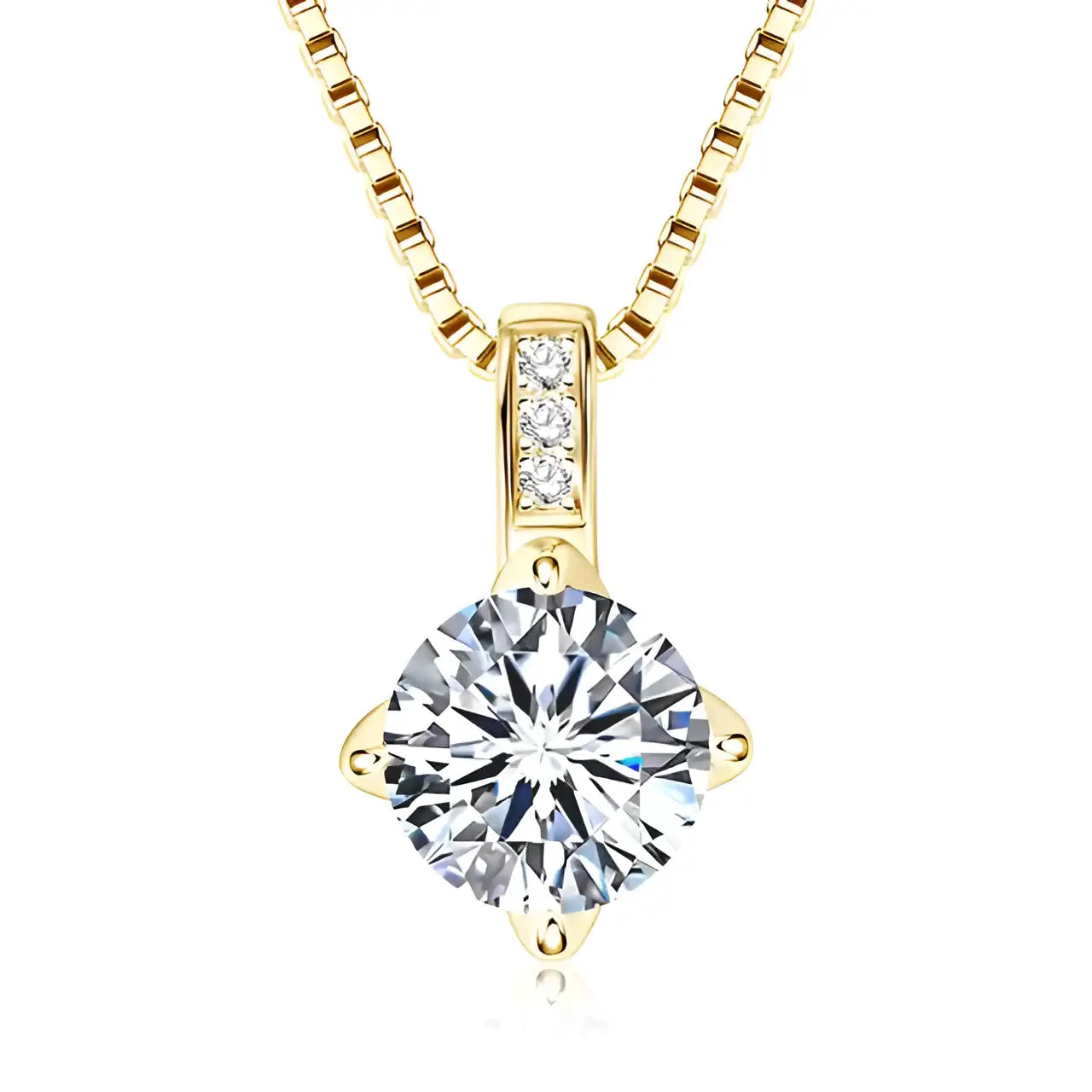 Celeste Pavé Solitaire Necklace - Gold