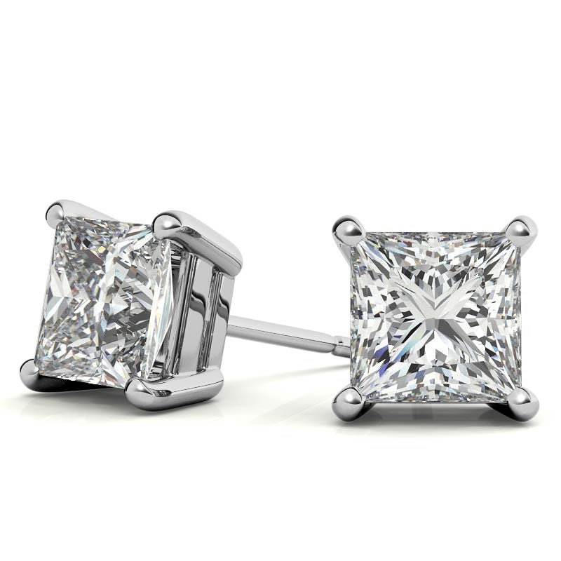 Princess Cut Stud Earrings