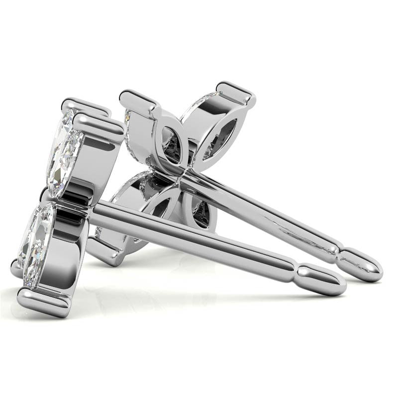 עגילים צמודים חיתוך מרקיזה - עיצוב פרח