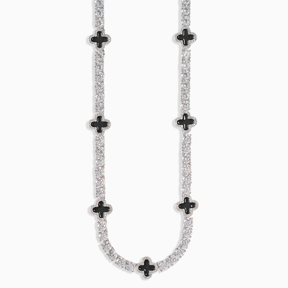 Necklace with black cross pendants on a white background
