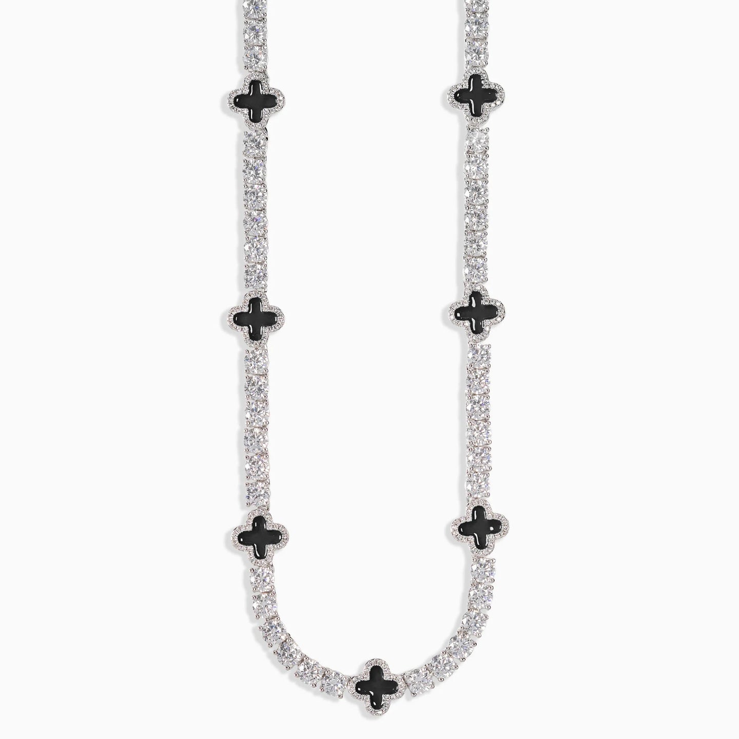 Necklace with black cross pendants on a white background