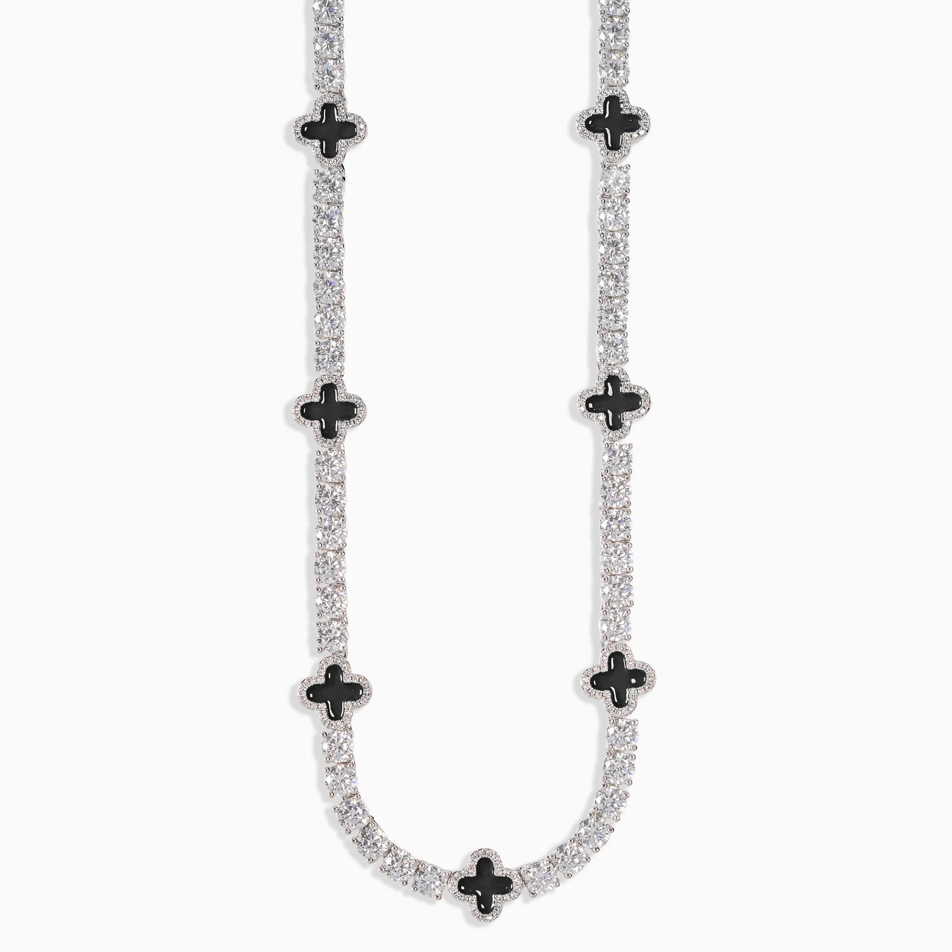 Necklace with black cross pendants on a white background