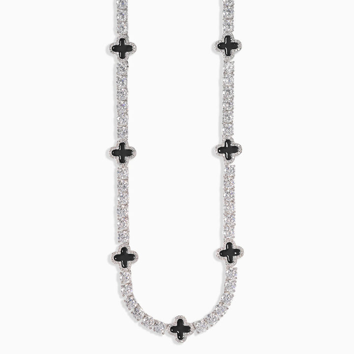 Necklace with black cross pendants on a white background