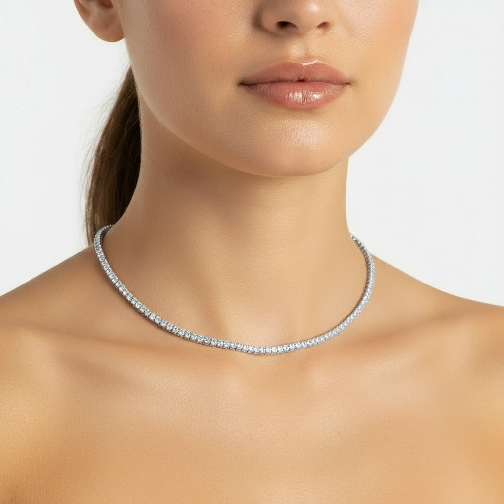 שרשרת טניס 3 מ"מ Aria - זהב לבן