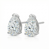 Pear Stud Earrings - White Gold