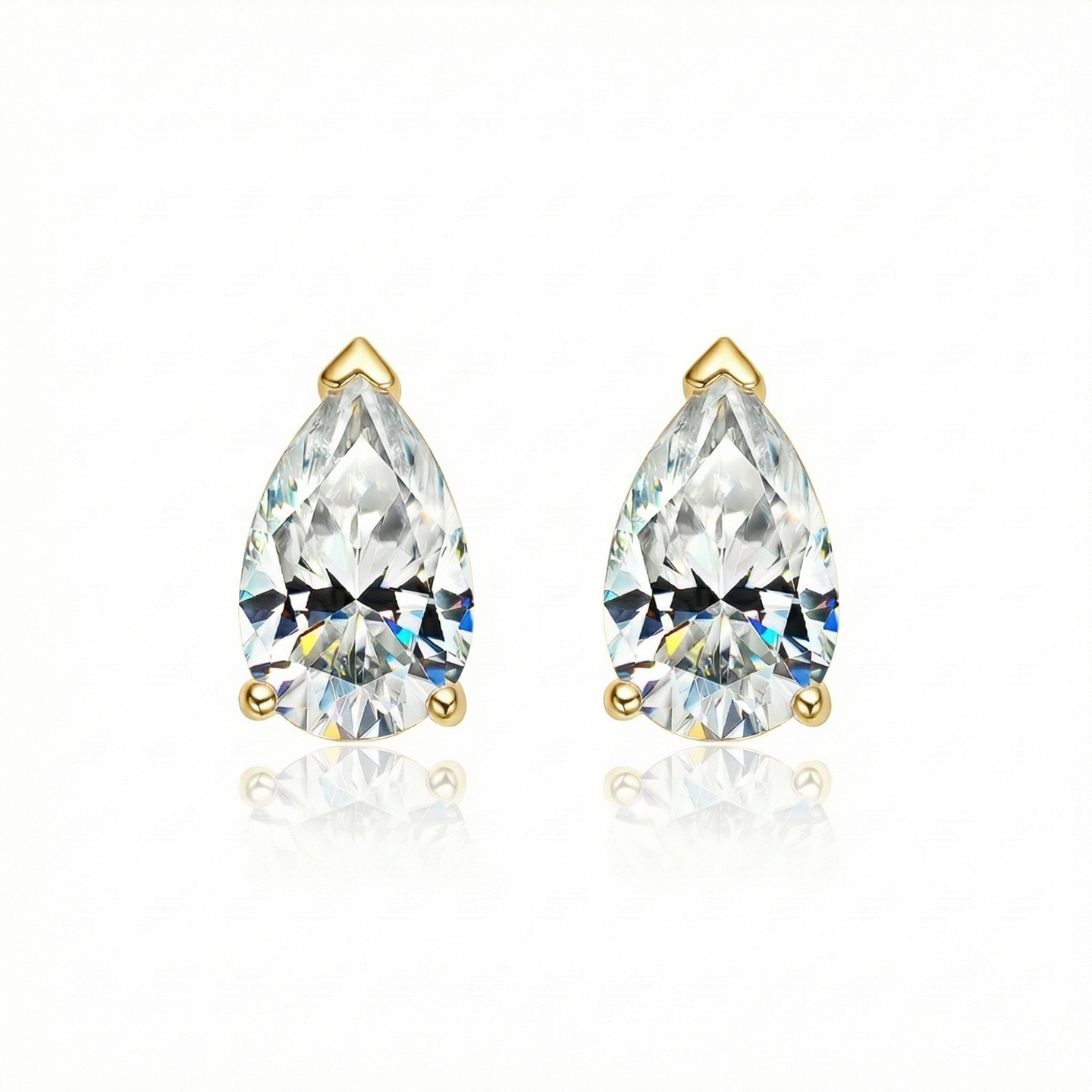 Pear Stud Earrings - Gold