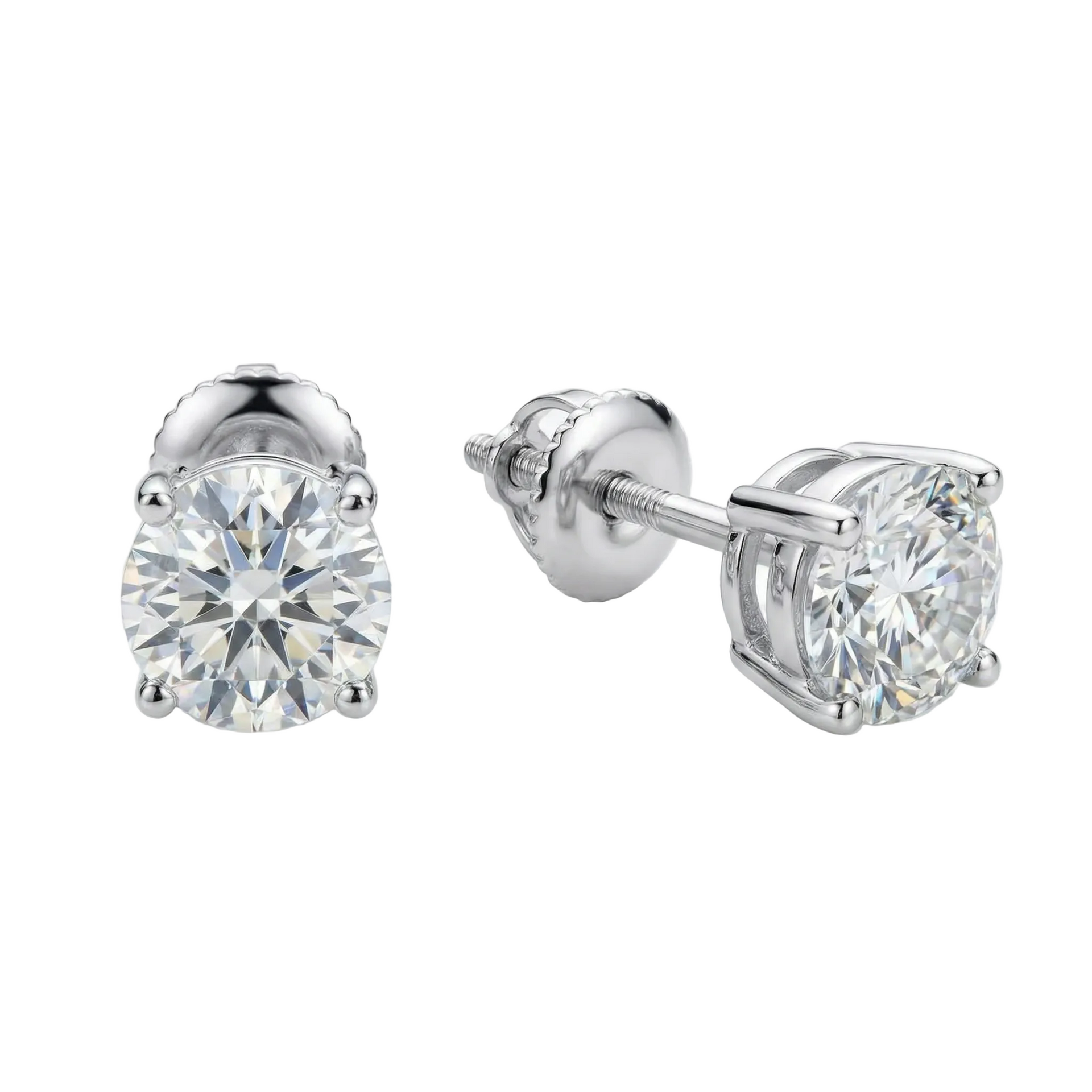 Classic Stud Earrings -  White Gold