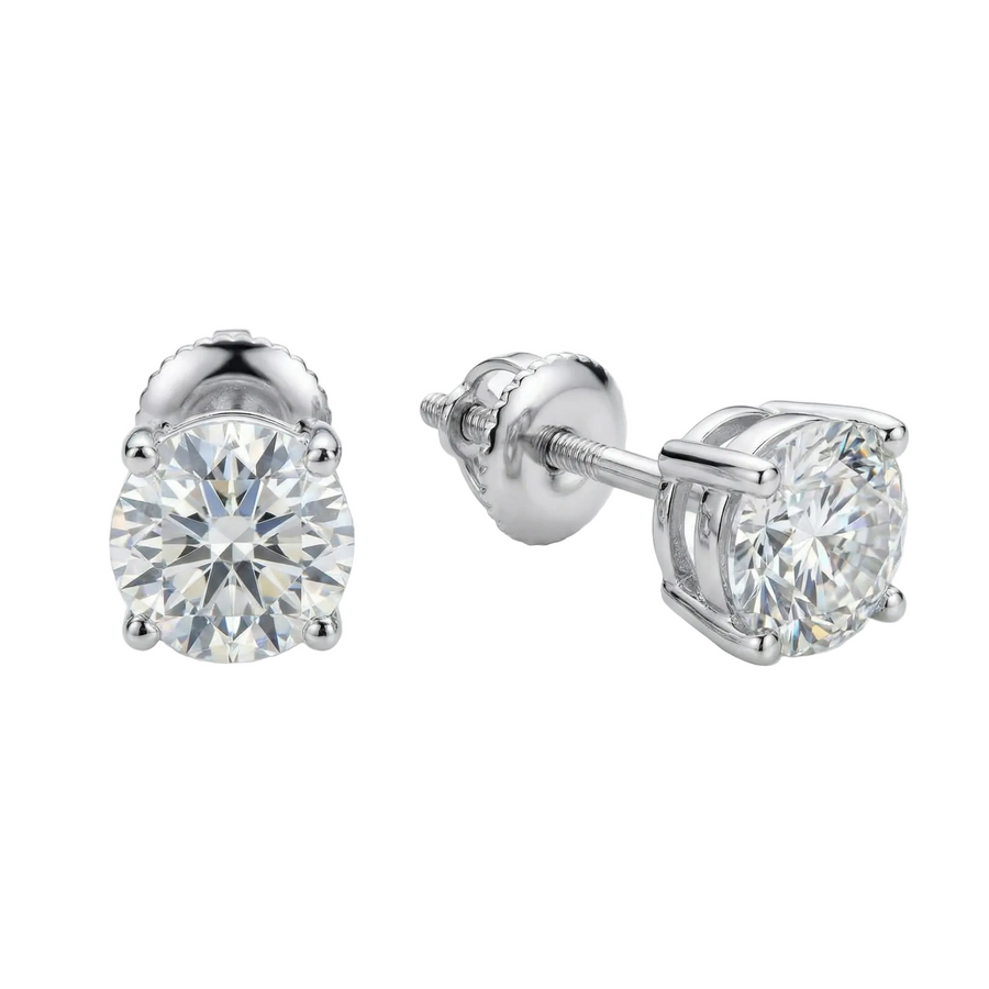 Classic Stud Earrings -  White Gold