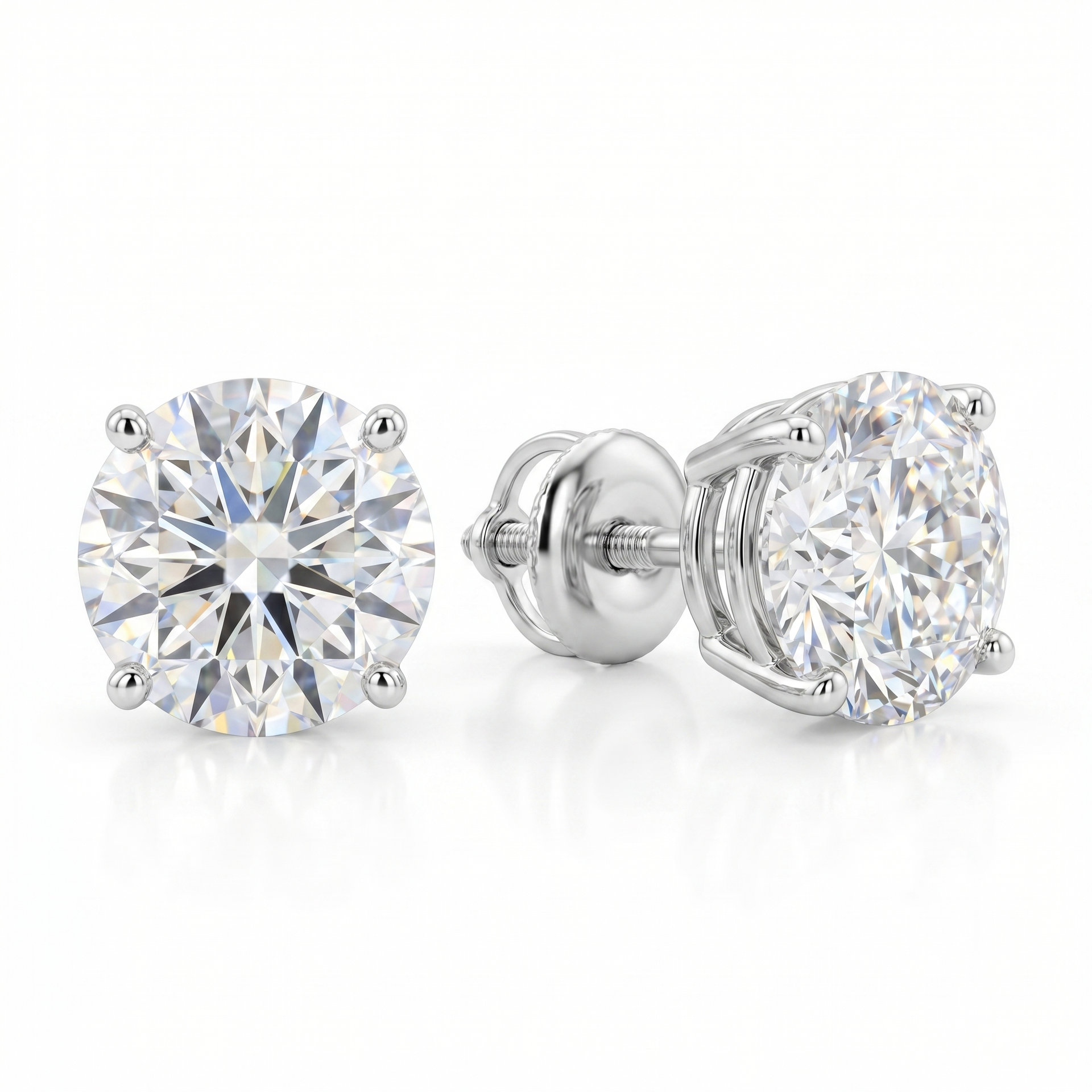 Classic Stud Earrings -  White Gold