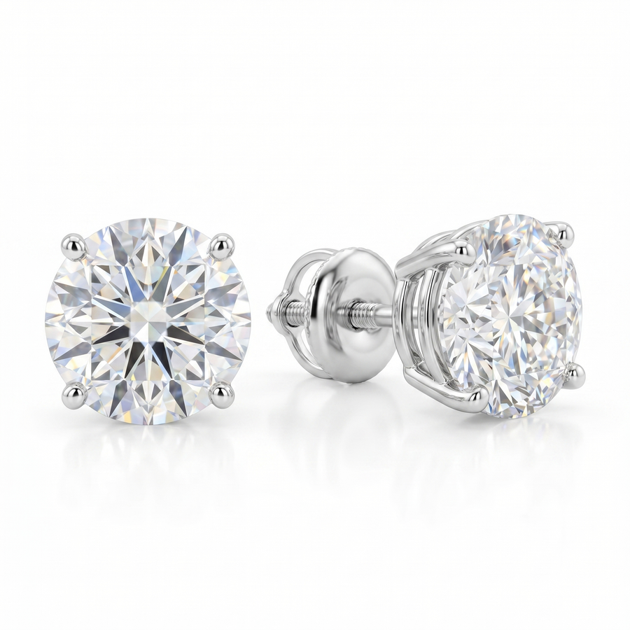 Classic Stud Earrings -  White Gold