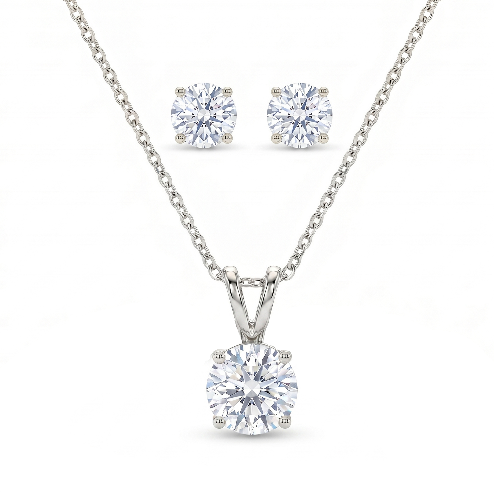 The Solitaire Set - White Gold