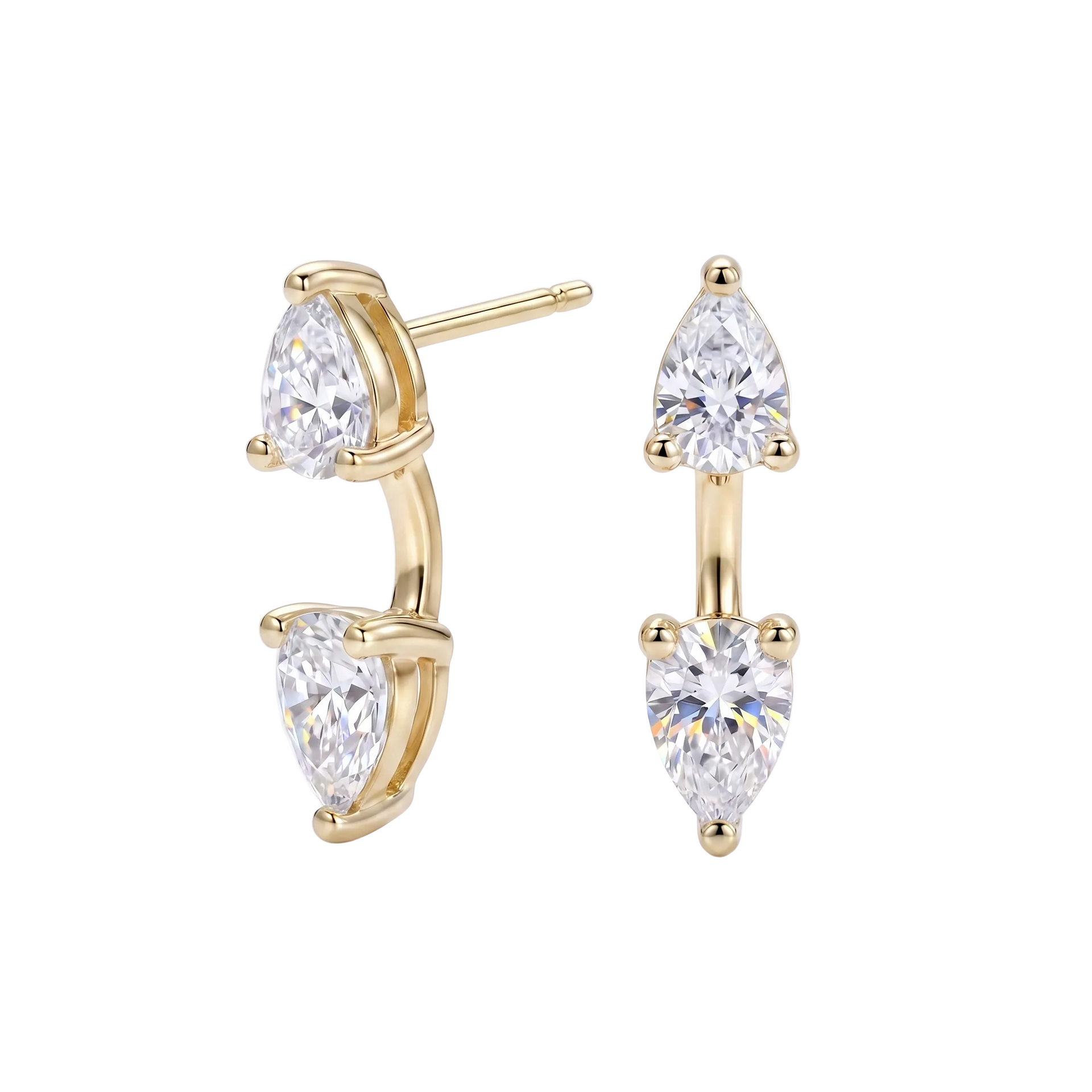 Celina Duo Pear Studs - Gold