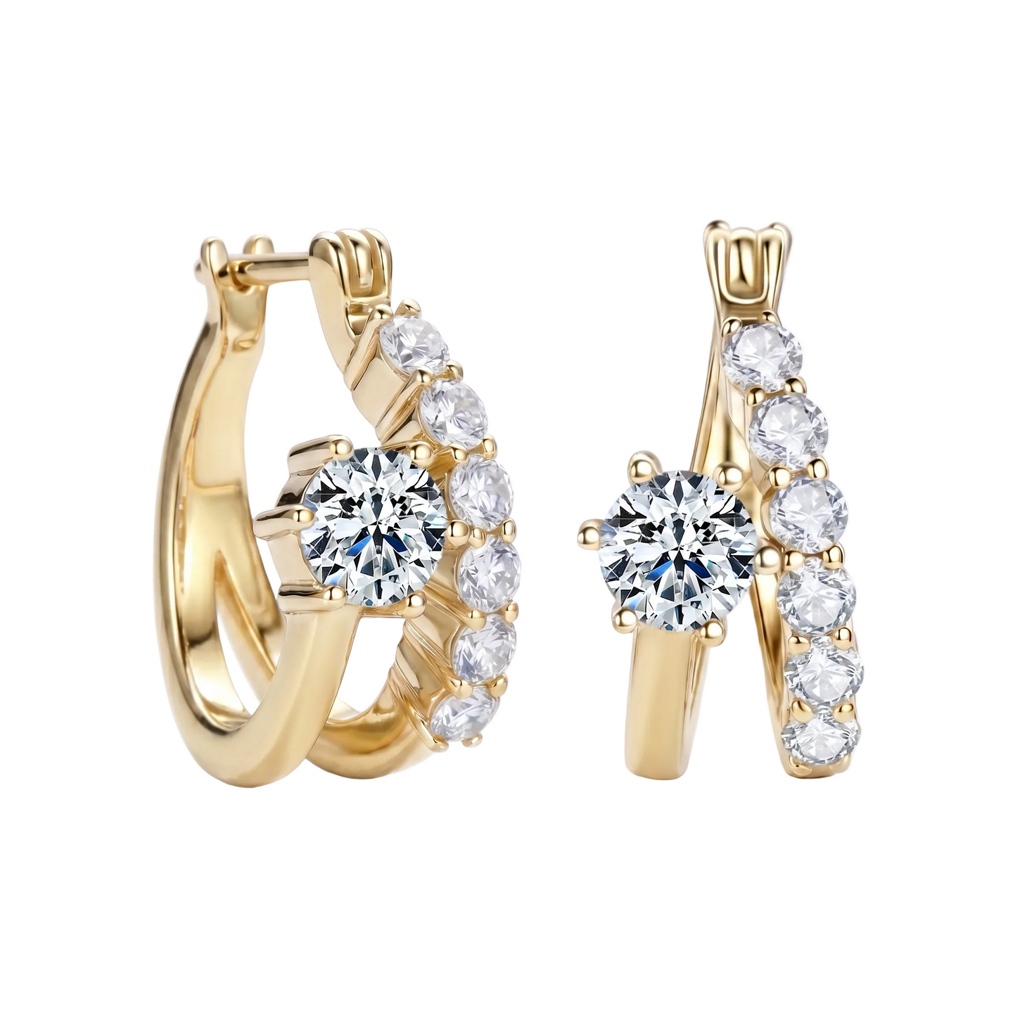 Claire Pave Hoop Earrings - Gold
