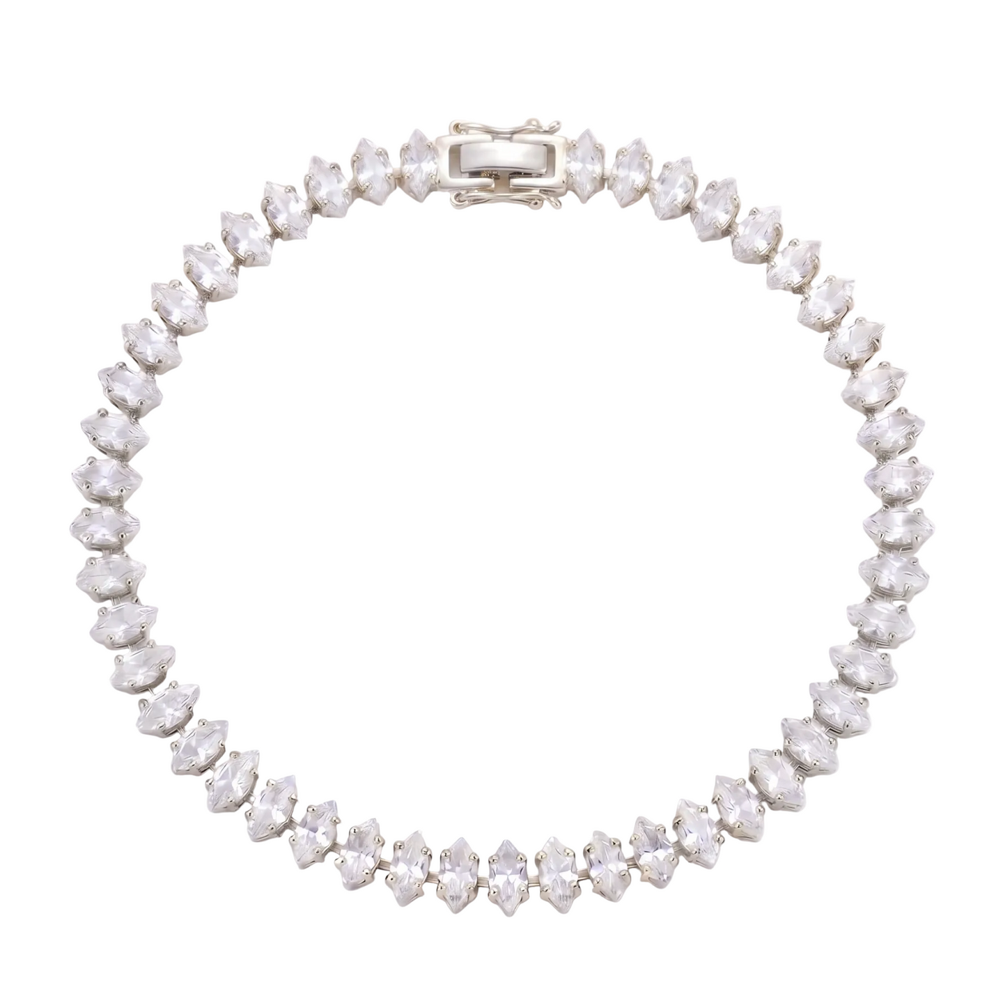 Marquise Cut Tennis Bracelet - White Gold
