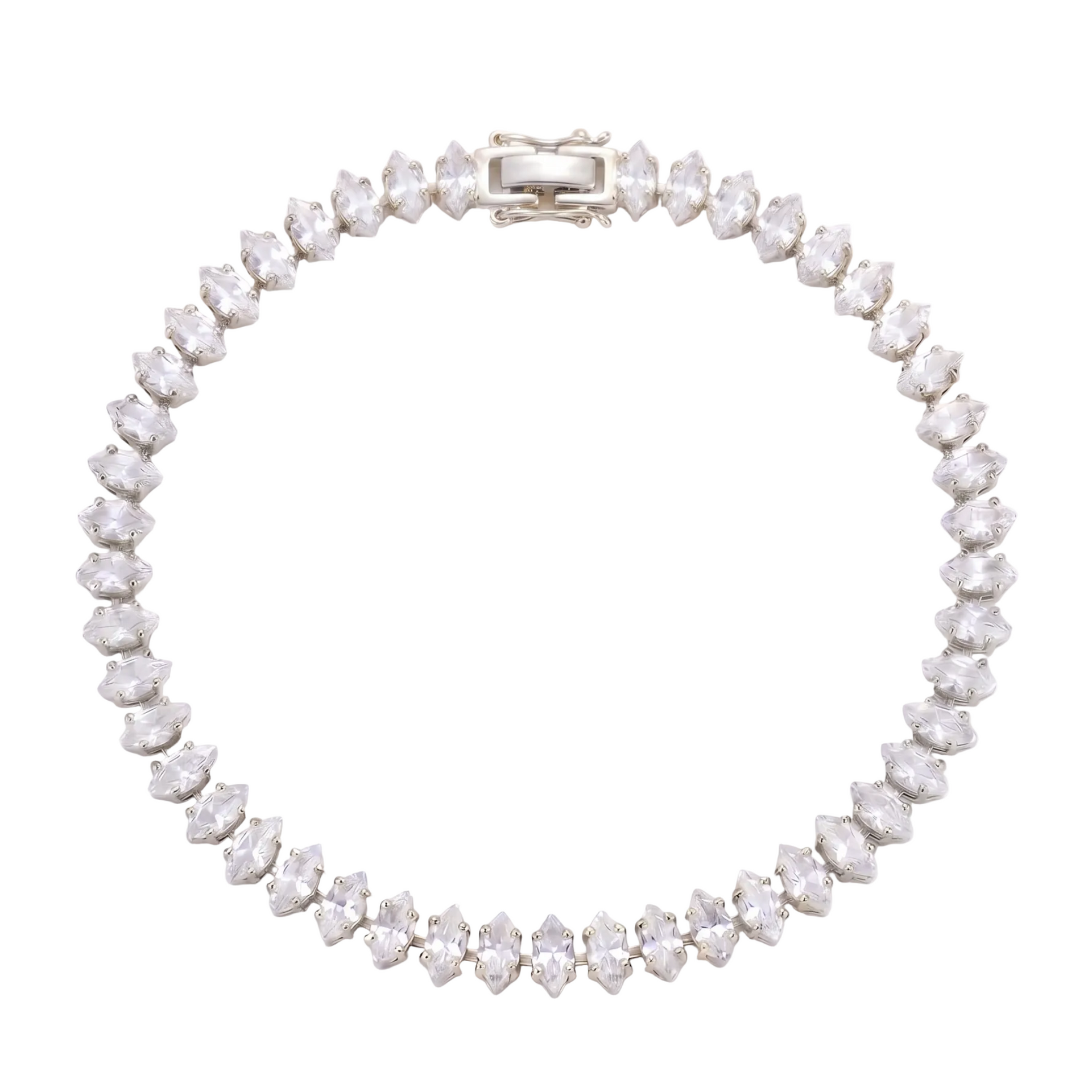 Marquise Cut Tennis Bracelet - White Gold