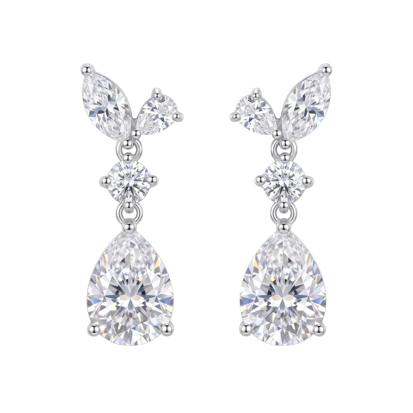 Amelia Pear Drop Earrings - White Gold