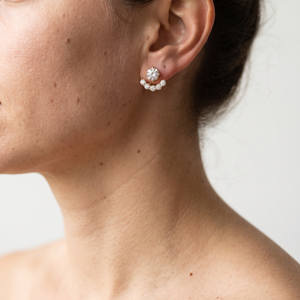 Elara Stud & Jacket Earrings - Gold