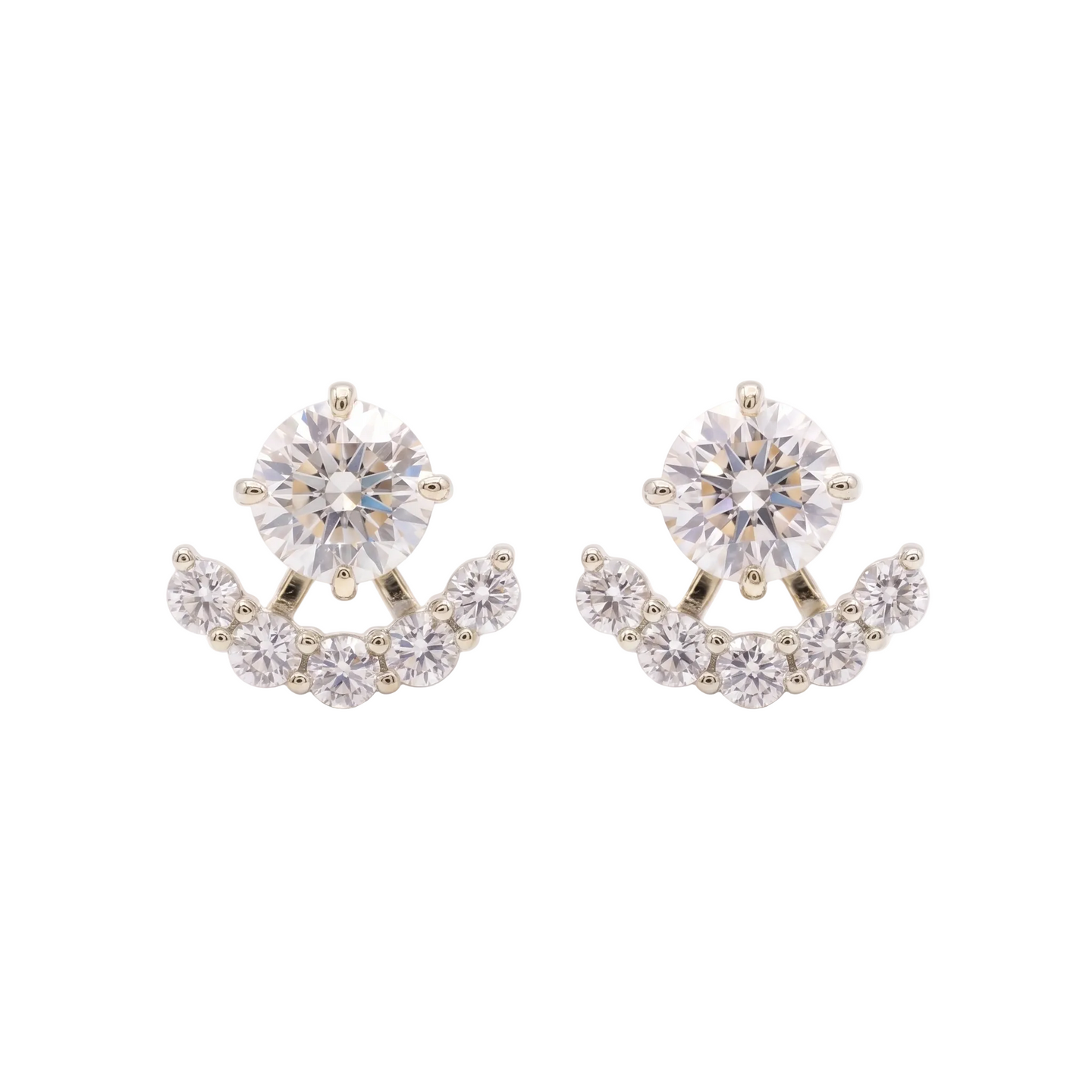 Elara Stud & Jacket Earrings - White Gold