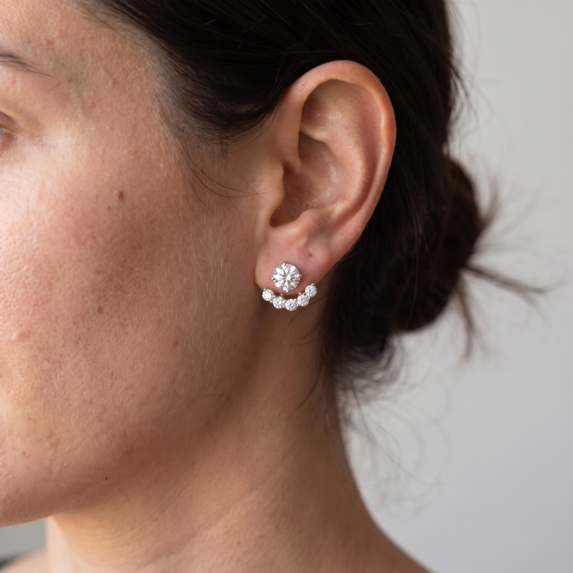 Elara Stud & Jacket Earrings - White Gold