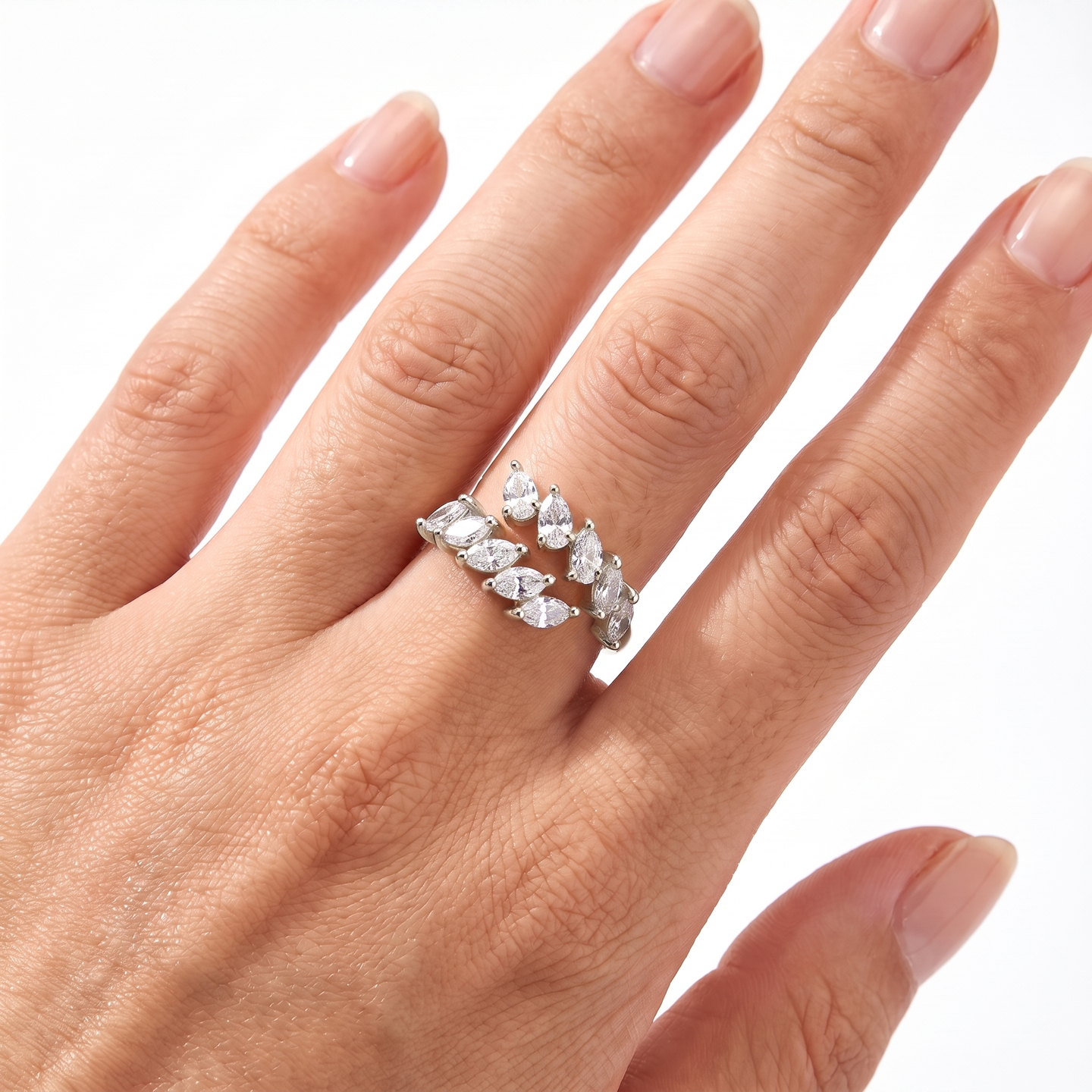 Vera Marquise Row Ring - White Gold