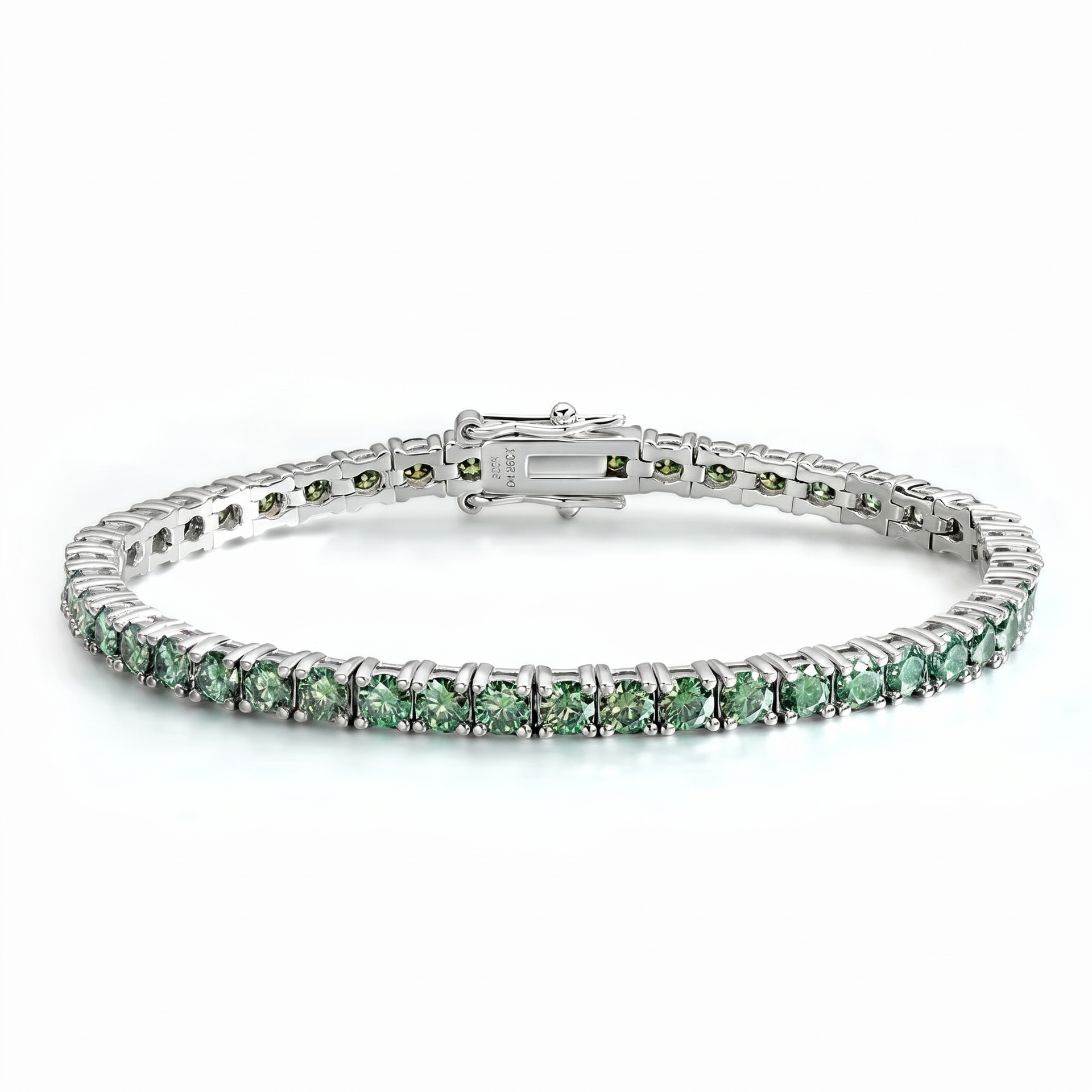 Green Tennis Bracelet - White Gold