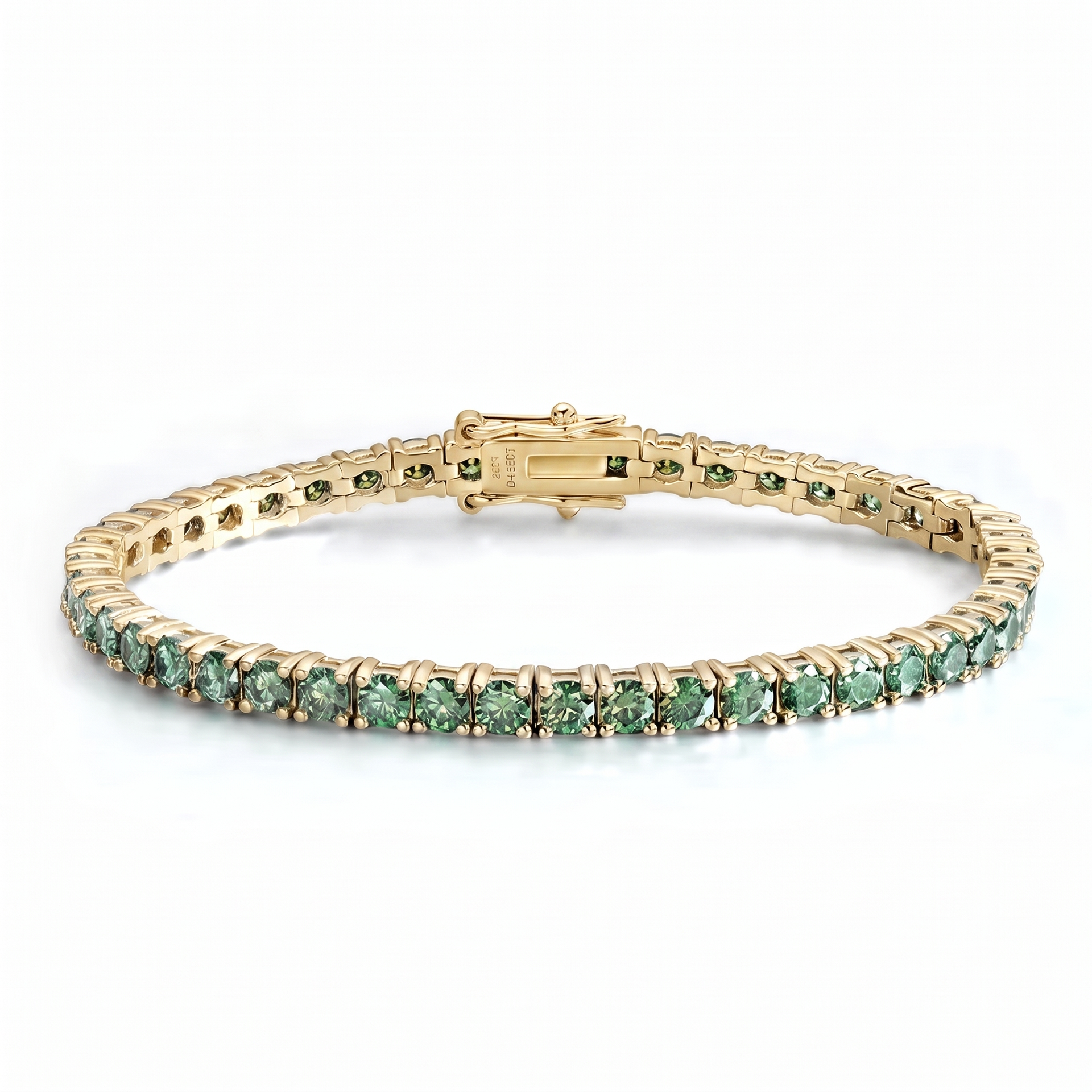 Green Tennis Bracelet - Gold