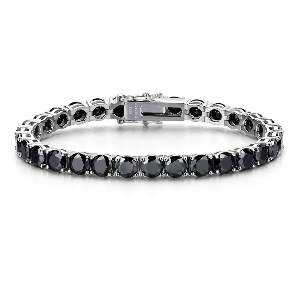 Black Tennis Bracelet - White Gold
