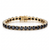 Black Tennis Bracelet - Gold